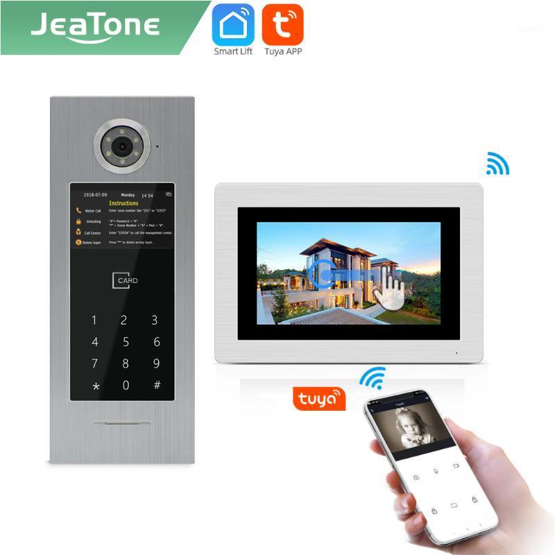 

Video Door Phones Jeatone Tuya Smart 7"inch IP Intercom WIFI Monitor Doorbell For Large Building Support Home Security IC Cards;Passwor