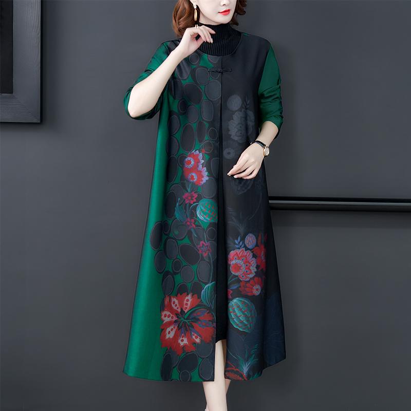 National Vintage Style Long Trench Coat Women Autumn Spring Faux Two Clothes Turtleneck Single Button Cardigan Outwear Floral, Black
National Vintage Style Long Trench Coat Women Autumn Spring Faux Two Clothes Turtleneck Single Button Cardigan Outwear Floral, Black