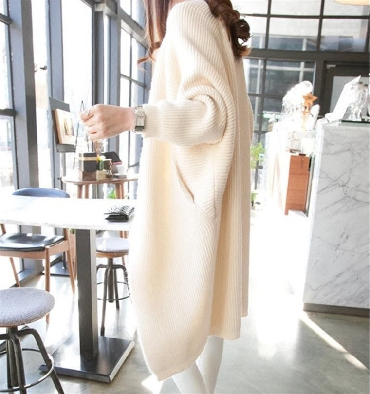 Autumn Winter Batwing Sleeve Knitwear Cardigan Women Large Size Knitted Sweater Cardigan Female Elegant Jumper Coat Y200909
