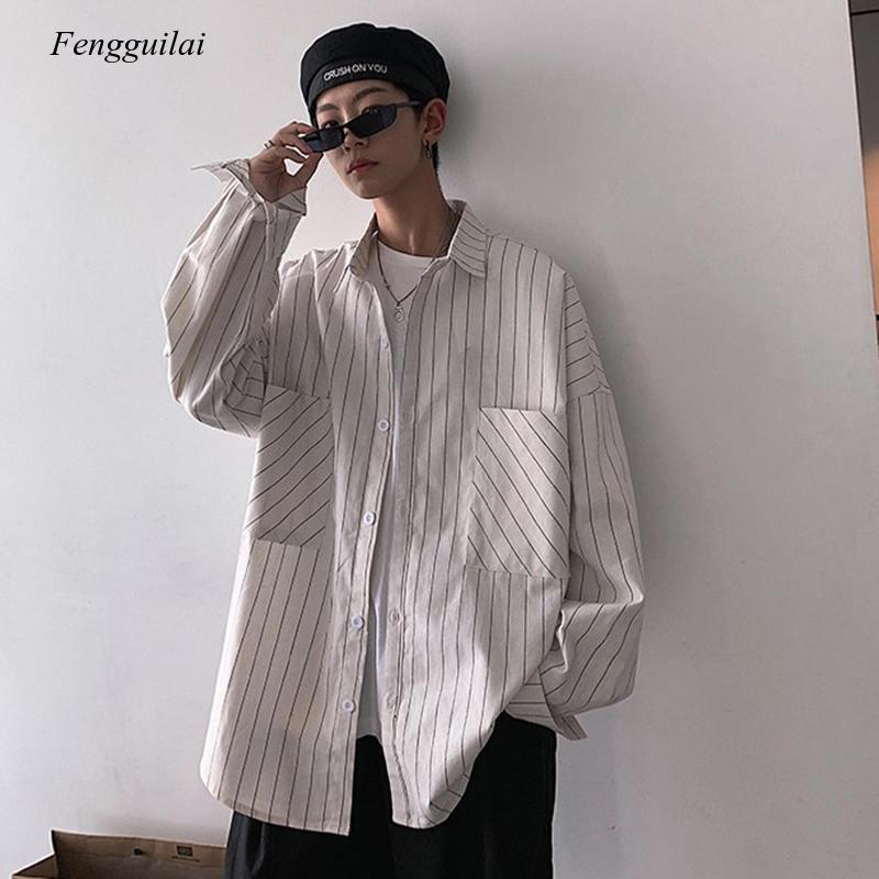 Striped Shirts Streetwear Casual 2021 Black Oversized Shirts White Harajuku Vintage Long Sleeve Shirt for Men
Striped Shirts Streetwear Casual 2021 Black Oversized Shirts White Harajuku Vintage Long Sleeve Shirt for Men