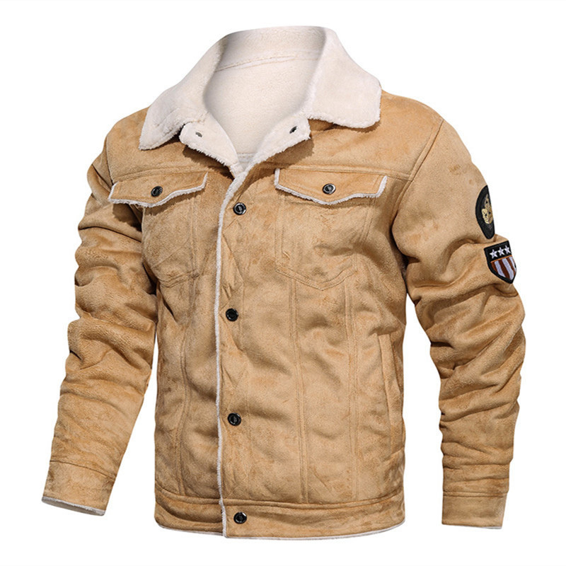 Mens Jackets and Coats Retro Style Suede Leather Jacket Men Leather Motorcycle Jacket Fur Lined Warm Coat Winter Velvet Overcoat 201118