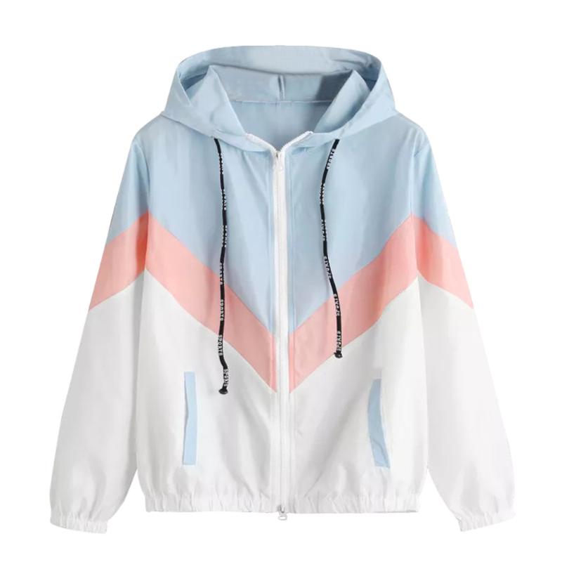 Hooded Patchwork Long Sleeve Thin Skinsuits Zipper Jacket Women Casua Jackets Coat Casaco Feminino Jaqueta Feminina W1030, Wh 
Hooded Patchwork Long Sleeve Thin Skinsuits Zipper Jacket Women Casua Jackets Coat Casaco Feminino Jaqueta Feminina W1030, Wh