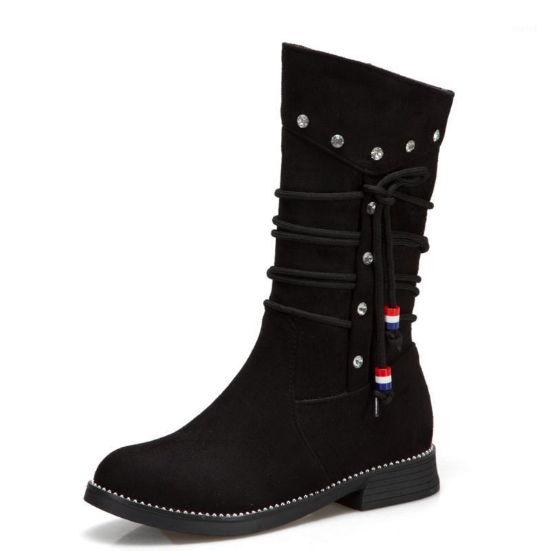 Brown Flock Rivet Strap Mid-Calf Boots Side Zipper Burgundy Gold Velvet Warm Winter Women's Boots1, Black
Brown Flock Rivet Strap Mid-Calf Boots Side Zipper Burgundy Gold Velvet Warm Winter Women's Boots1, Black