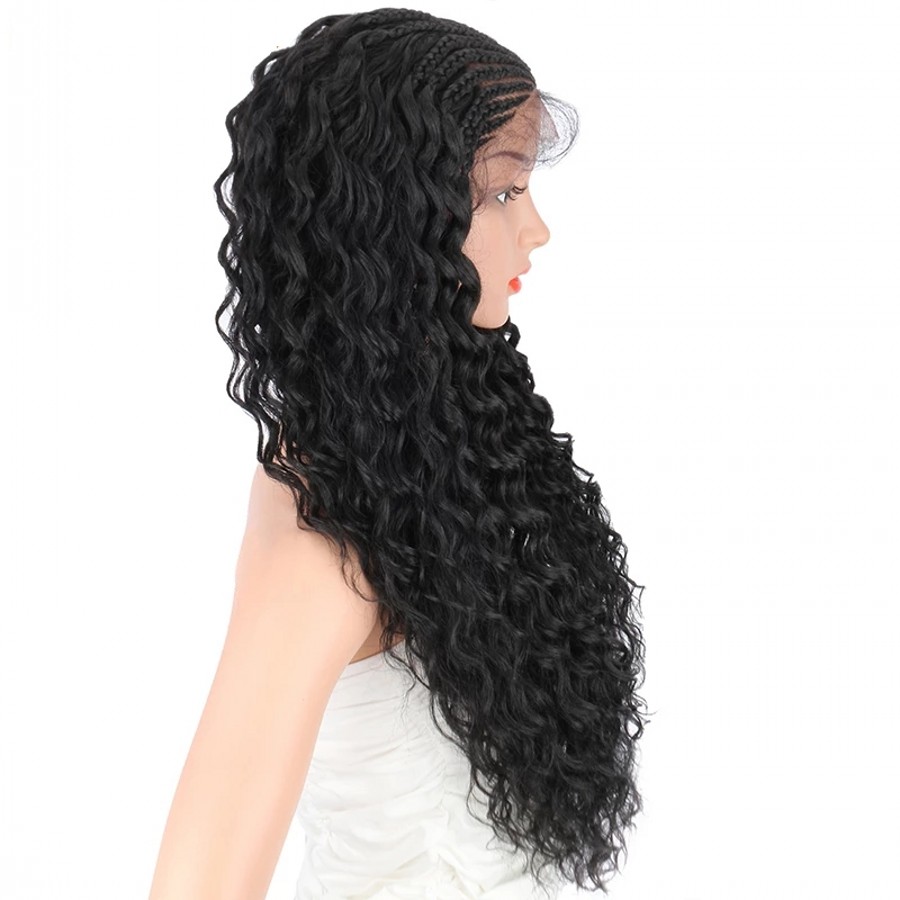 Handtied 13x4 lace frontal Braided Wigs for Black Women Synthetic Lace Front Wig with Baby Hair Curly Wavy for Cosplay Wig Women Wigs