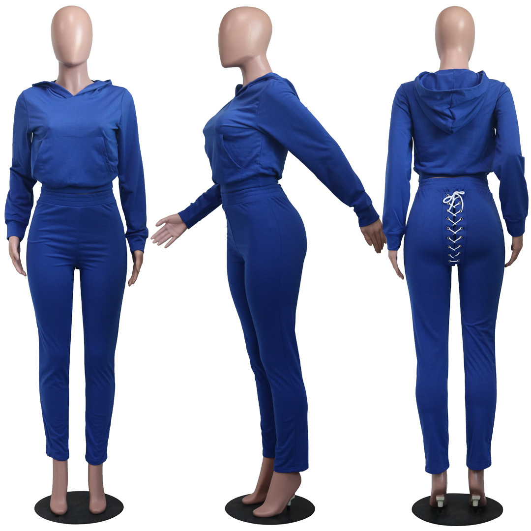 Pants Spot 2023 European American spring and autumn women's fashion casual sweater two-piece suit