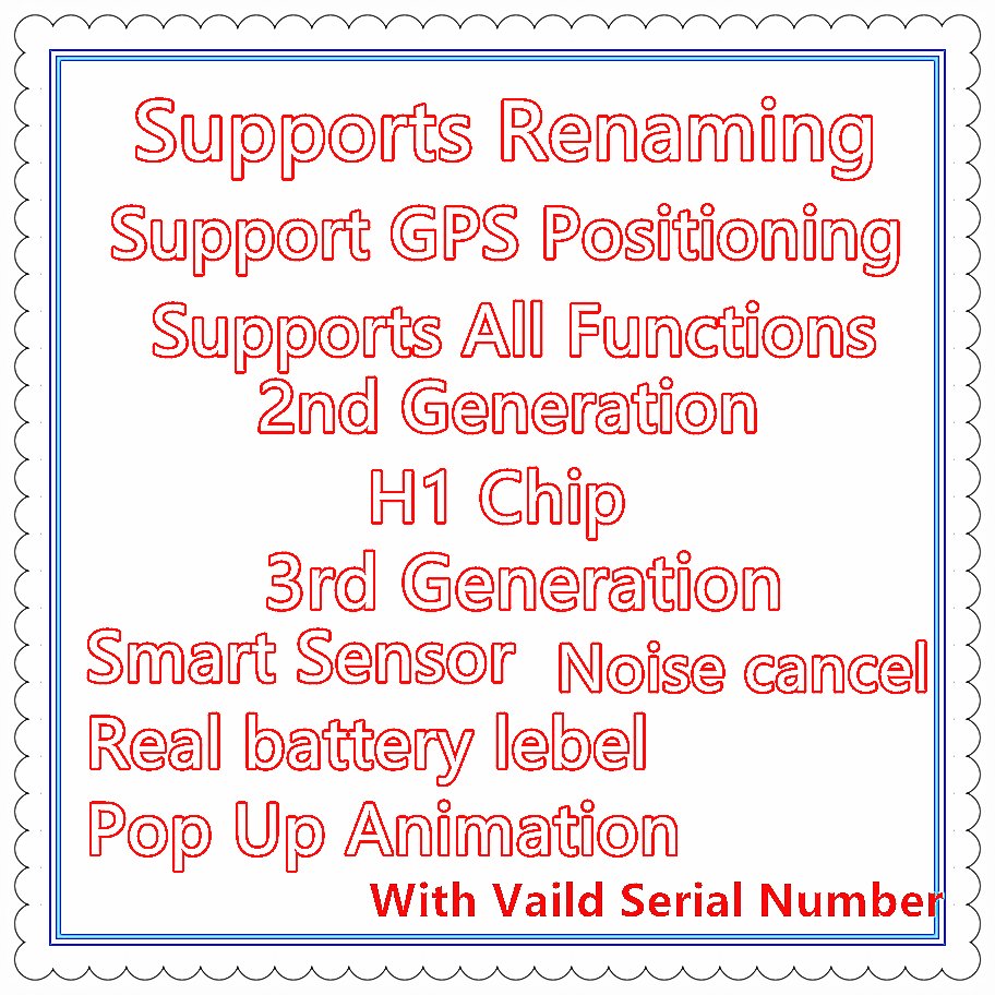 5pcs DHL UPS Free H1 chip earphones Gps Rename Air Ap3 pro Ap2 Tws Gen 2 Pods pop up window Bluetooth Headphone auto paring wireless Charge, Valid serial number
5pcs DHL UPS Free H1 chip earphones Gps Rename Air Ap3 pro Ap2 Tws Gen 2 Pods pop up window Bluetooth Headphone auto paring wireless Charge, Valid serial number