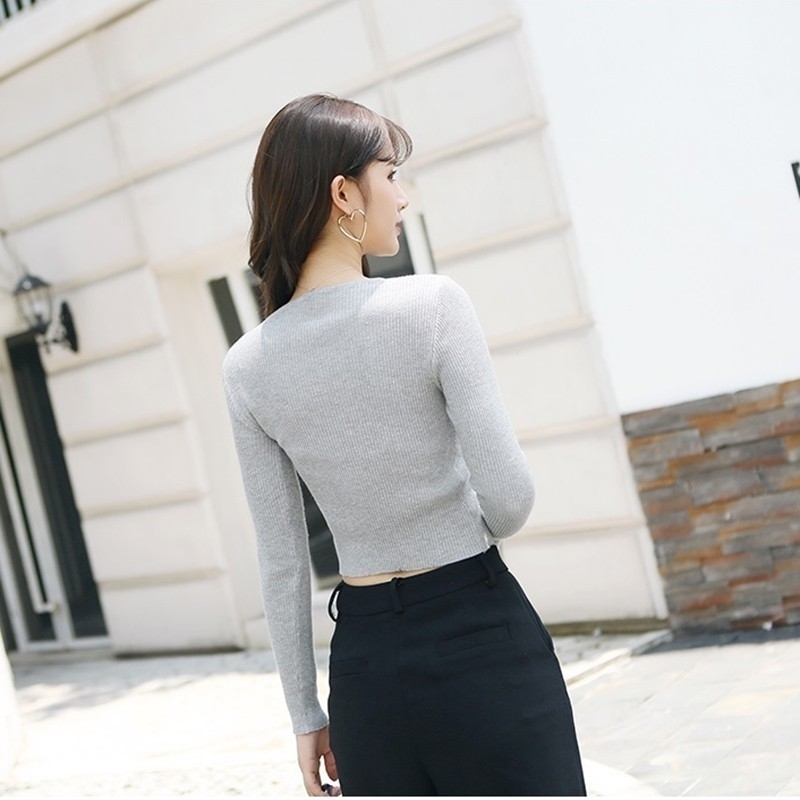 Rqueena Women's Sweaters And Pullovers Crop Top Sweater Women Autumn Winter Shortened Knitted Jumper Jesey Female Pullover T200319