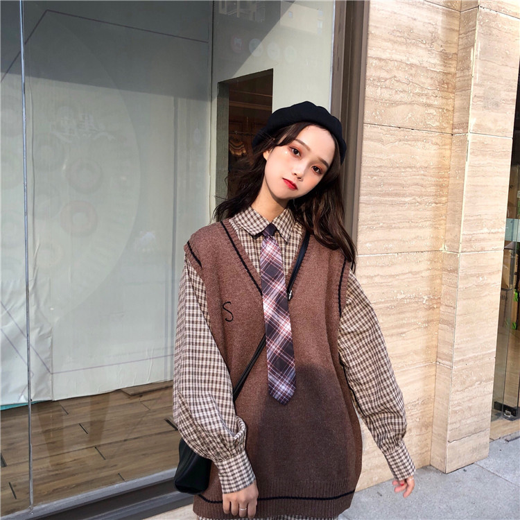 Women Knitted Sweater Vest Korean Preppy Style Vintage Letter Embroidery Casual Loose V Neck Sleeveless Pullover Tops T358 201222