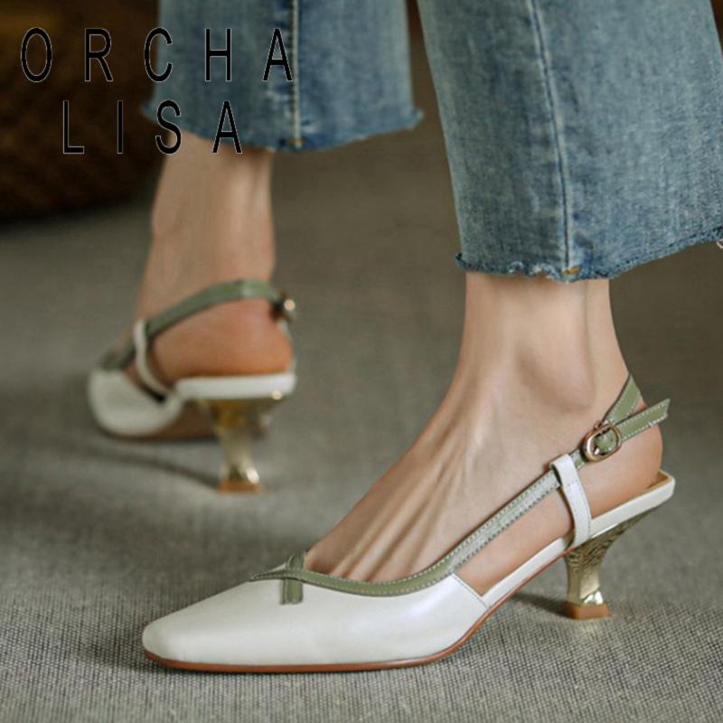 ORCHA LISA New 2021 Women Sandals Square Toe 6cm Small Heels Genuine Leather Soft Breathable Vintage Big Size 42 Date A3493, Beige
ORCHA LISA New 2021 Women Sandals Square Toe 6cm Small Heels Genuine Leather Soft Breathable Vintage Big Size 42 Date A3493, Beige