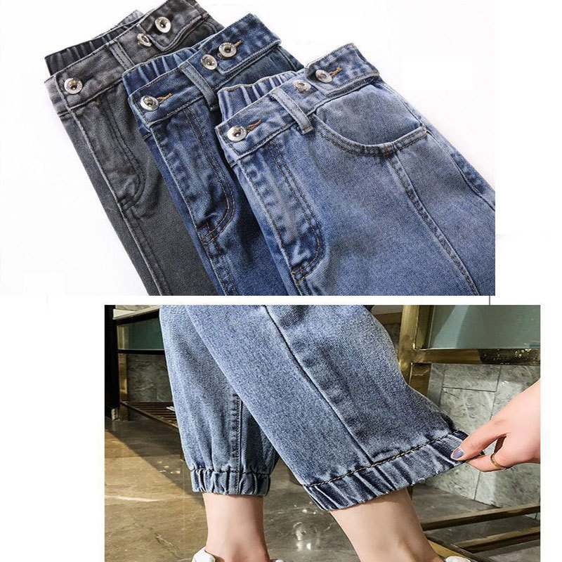 oversize high waist jeans elastic loose korean JEANS women boyfriend pants women plus size oversized jeans woman trousers 201029