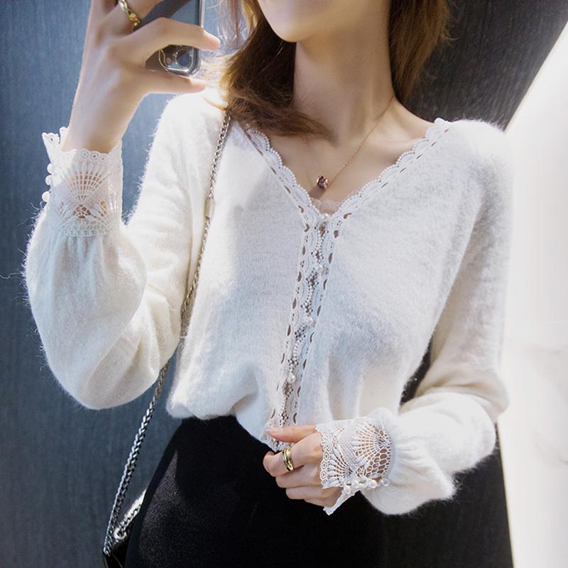 2020 New Women Knitted Sweater Cardigan Hollow Out Lace V Neck Single-breasted Knitwear Autumn Winter Coat Tops, White
2020 New Women Knitted Sweater Cardigan Hollow Out Lace V Neck Single-breasted Knitwear Autumn Winter Coat Tops, White