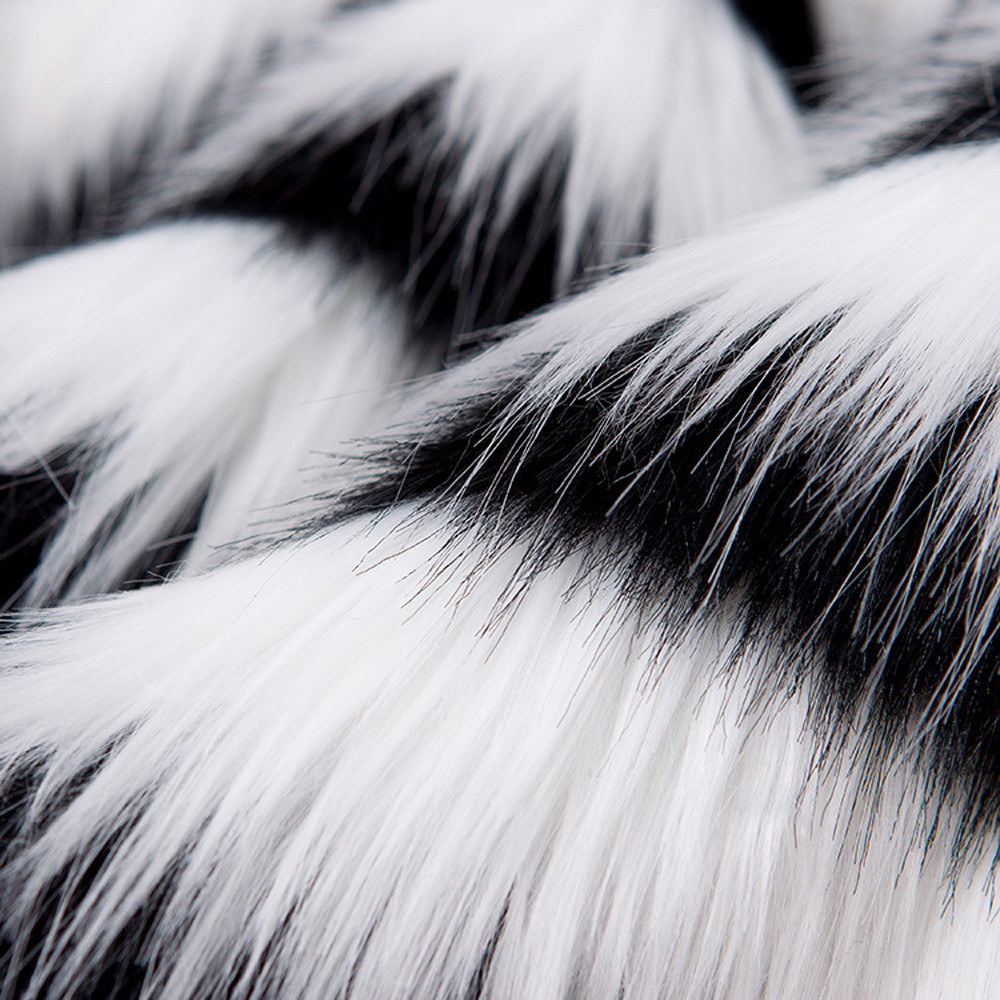 Fashion Women Black And White Stripe faux fur coat long sleeve O-Neck fur jacket Warm Casual outerwear Winter Overcoat Outercoat 201019