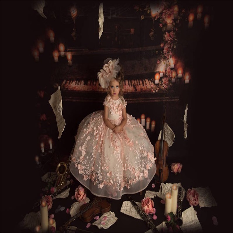 cute pink flower girls dresses hand made flower appliqued beaded childrens pageant dress stage stage catwalk dress custom made