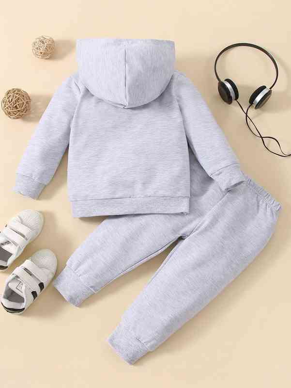 Baby Eagle And Letter Graphic Hoodie & Sweatpants SHE