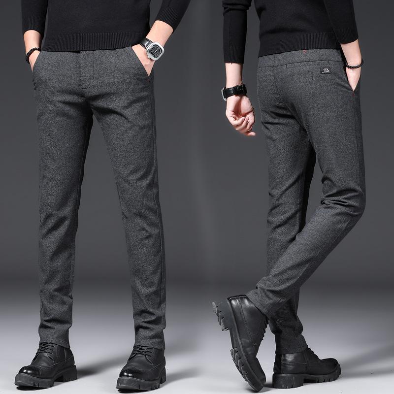 Men's Chinos Pants, Elastic Cotton Trousers For Business Casual, Black