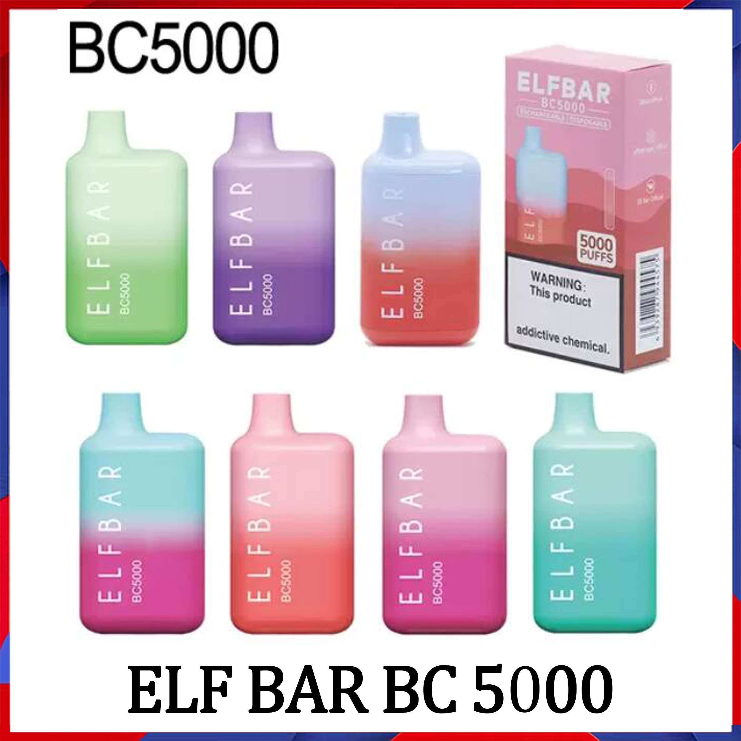 Newest Elf Bar BC5000 Disposable Rechargeable cigarettes Kit 650mAh 11ml per-filled cartridges pod 22 Colors Vaporizers esco Bar 5000 and bang BC
Newest Elf Bar BC5000 Disposable Rechargeable cigarettes Kit 650mAh 11ml per-filled cartridges pod 22 Colors Vaporizers esco Bar 5000 and bang BC