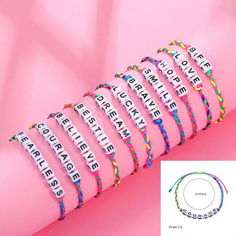 Charm Bracelets 2022 Cute Children Colorful Rope Chain Letters Positive Energy English Words Candy Color Acrylic Bracelet DIY Gifts
Charm Bracelets 2022 Cute Children Colorful Rope Chain Letters Positive Energy English Words Candy Color Acrylic Bracelet DIY Gifts