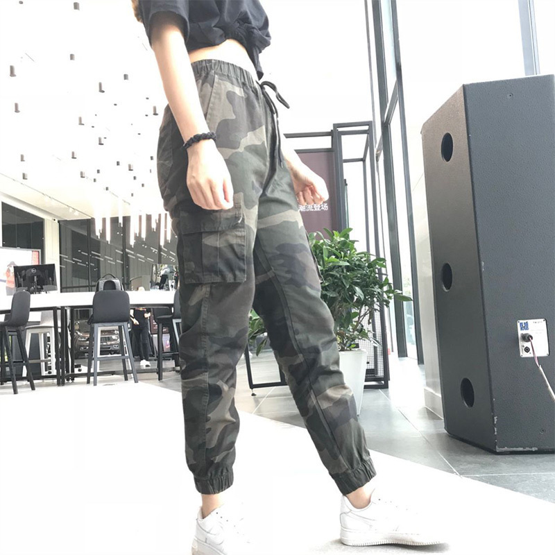 Camo Harem Joggers Cargo Trousers For Women High Waist Camouflage Ankel-length Loose Pants Women Autumn Spring Clothes Lady 201111