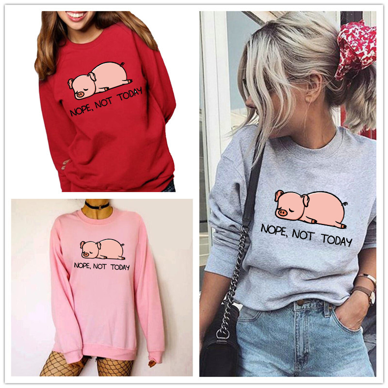 Women Hoodie Nope Not Today Pig Printed Hoodies Women Fleece Long Sleeve O Neck Loose Sweatshirt Girls Pullovers Winter Q0116, Black
Women Hoodie Nope Not Today Pig Printed Hoodies Women Fleece Long Sleeve O Neck Loose Sweatshirt Girls Pullovers Winter Q0116, Black