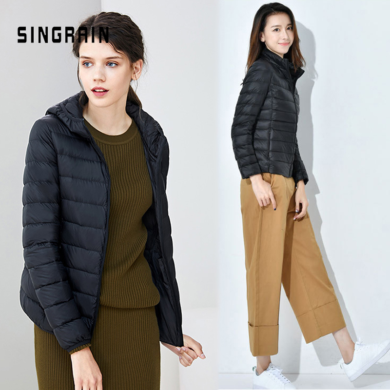 Down jacket women hooded ultra thin 90% Ultra Light duck down coat Female winter large sizes Solid Portable warm jackets woman T200107