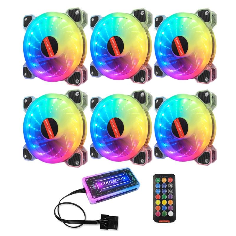 COOLMOON Computer Chassis Cooling Fan, 12cm Chassis Fan RGB Mute Computer Cooling Fan CPU Fan(6PCS
COOLMOON Computer Chassis Cooling Fan, 12cm Chassis Fan RGB Mute Computer Cooling Fan CPU Fan(6PCS