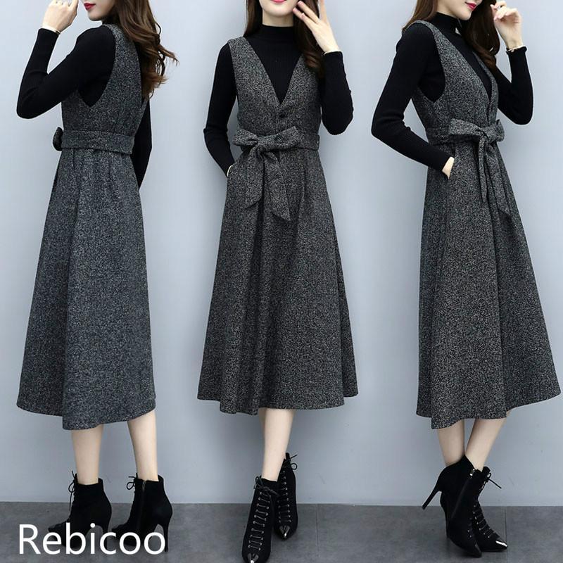 Spring Autumn Dress Women Vintage Casual Party Long Dress Woolen Plus Size Two-piece Suit Dresses Vestidos, Dark grey
Spring Autumn Dress Women Vintage Casual Party Long Dress Woolen Plus Size Two-piece Suit Dresses Vestidos, Dark grey