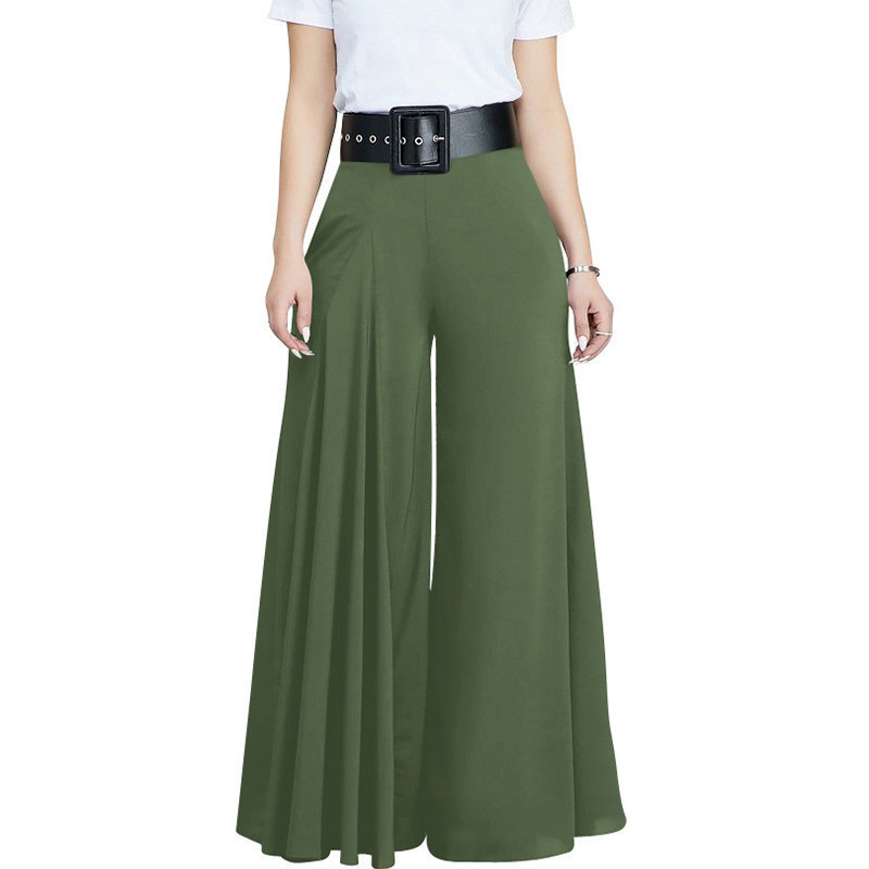 Women Casual Loose Pleated Wide Leg Pants Palazzo Pants Autumn Hight Waist Elegant Pantalon Office Ladies Trousers with Pockets T200223