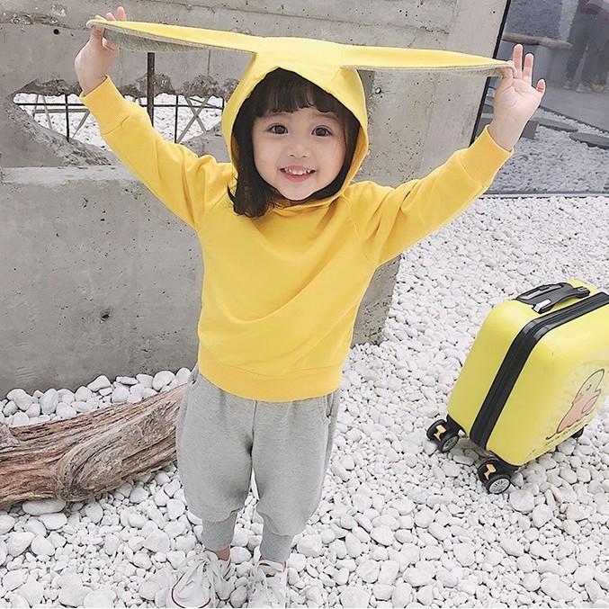 Autumn Spring Children Big Rabbit Ear Clothing Set Baby Boys Girls Hoodies Pants 2pcs Outfit Toddler Kids Sport TracksuitsX1019