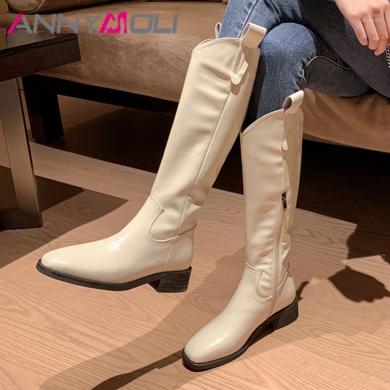 ANNYMOLI Real Leather Mid Heel Westren Boots Knee High Boots Women Shoes Zip Thick Heels Long Ladies Autumn Winter Brown1, Black synthetic lin
ANNYMOLI Real Leather Mid Heel Westren Boots Knee High Boots Women Shoes Zip Thick Heels Long Ladies Autumn Winter Brown1, Black synthetic lin