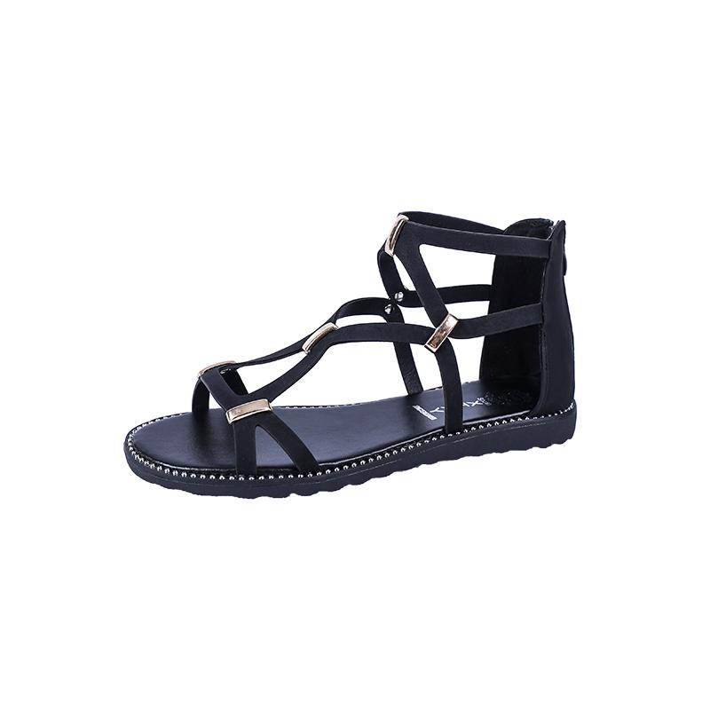 Korean women's sandals with cross straps casual fashion flat comfortable sandals, Black
Korean women's sandals with cross straps casual fashion flat comfortable sandals, Black