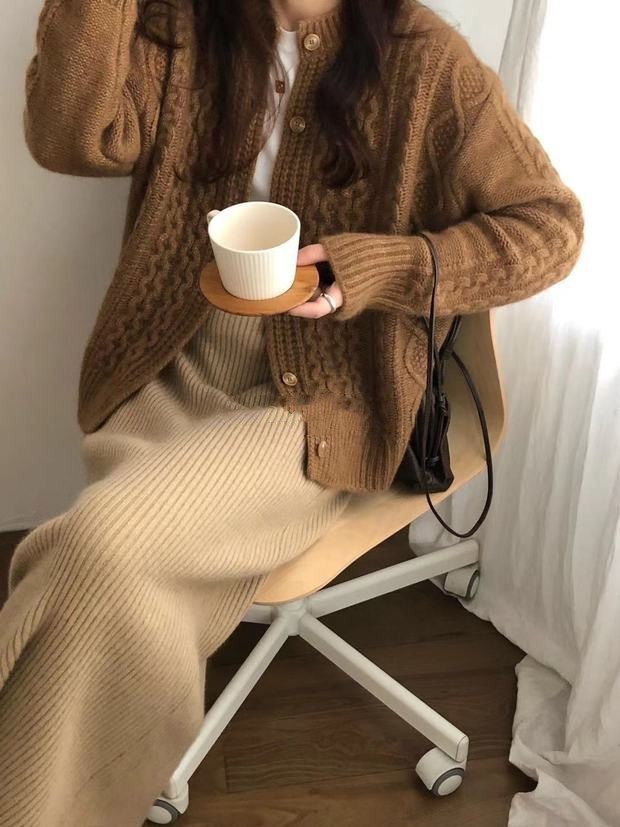 Fall winter new style cashmere sweater cardigan women loose lazy o-neck twist cardigans knitted jacket 201221