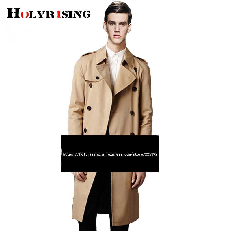 Holyester Men trench coat Business Men's windbreakers Solid Color Long Men Fashion Autumn Jackets S-5XL 18998 201128