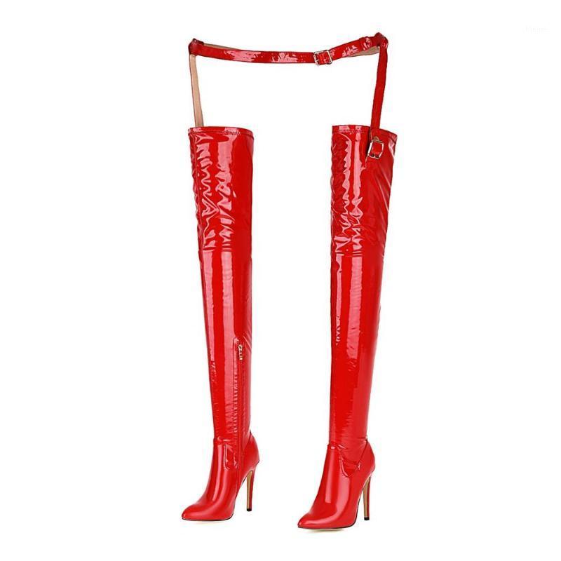 Winter for woman new fashion sexy Pointed toe Elegant clear heels boots red Buckle Stilettos heels Over the knee boots 31-491, Black
Winter for woman new fashion sexy Pointed toe Elegant clear heels boots red Buckle Stilettos heels Over the knee boots 31-491, Black