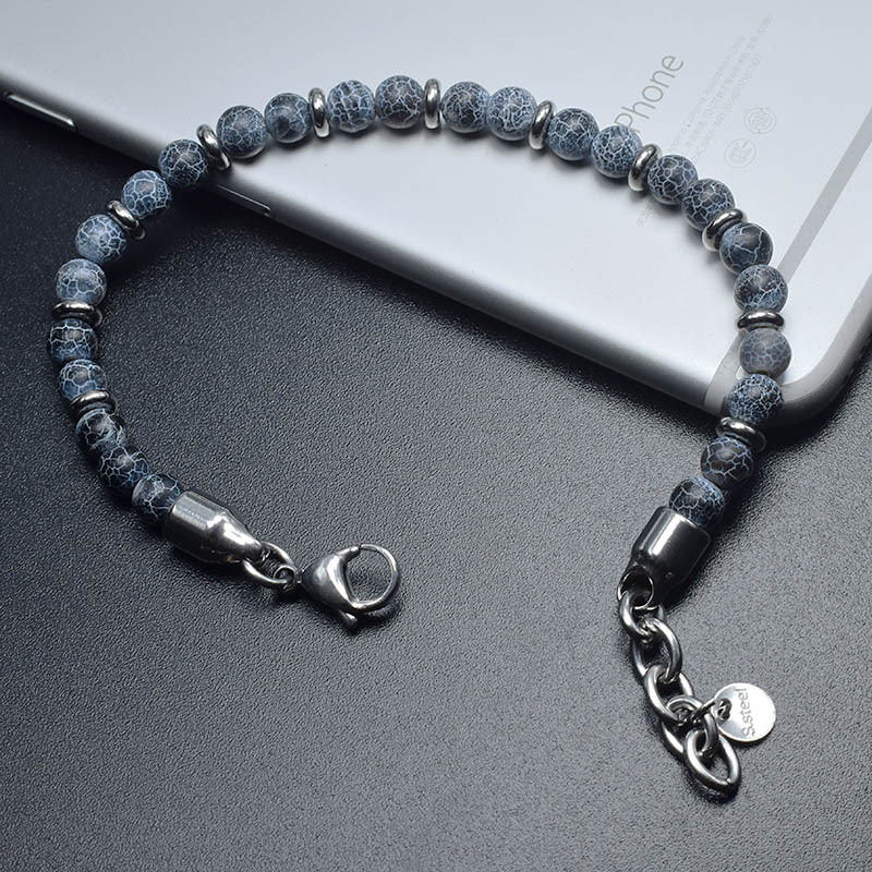 Stainless Steel Charm Chain Natural Stone Tiger Eye Turquoise Lava Rock Beads Bracelets for Women Men Fashion Designer Jewelry