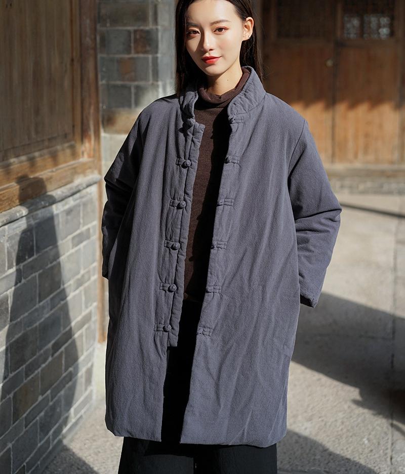 Fall / winter 2021 new loose retro standing collar button linen medium length cotton jacket for women, Beige
Fall / winter 2021 new loose retro standing collar button linen medium length cotton jacket for women, Beige