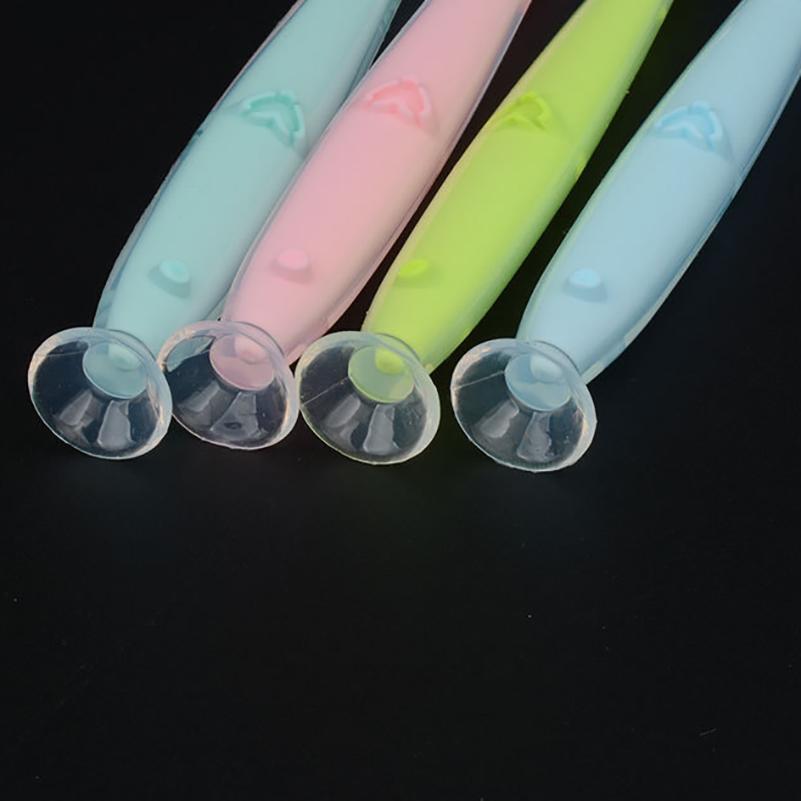 2022 new Old Cobbler Newborn Baby Products Silicone Feeding spoon Soft head With suction cup Set box Custom wholesale