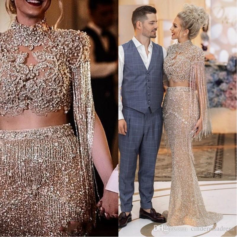 2020 Luxury Beaded Crystals Mermaid Prom Dresses Sexy Arabic Gold Sequined Two Pieces Prom Party Gowns Vestido De Festa, Black
2020 Luxury Beaded Crystals Mermaid Prom Dresses Sexy Arabic Gold Sequined Two Pieces Prom Party Gowns Vestido De Festa, Black