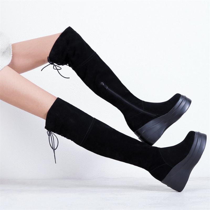 Winter Thigh High Sneakers Women Genuine Leather Wedges High Heel Over The Knee Boots Female Chunky Platform Pumps Shoes, Black
Winter Thigh High Sneakers Women Genuine Leather Wedges High Heel Over The Knee Boots Female Chunky Platform Pumps Shoes, Black