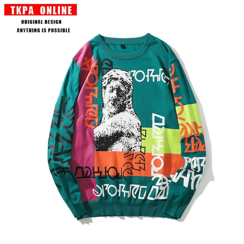 2021 New Gaojie Retro Graffiti Print Overszie Sweater Knitted or Crocheted for Man Woman JO5L, Green.
2021 New Gaojie Retro Graffiti Print Overszie Sweater Knitted or Crocheted for Man Woman JO5L, Green.