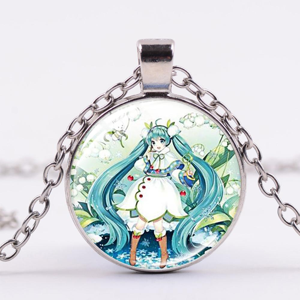 Hatsune Miku Necklace Kawaii Girls Crystal Glass Cabochon Pendant Baby Girls Punk Metal Long Chain Necklace Anime Jewelry, Silver
Hatsune Miku Necklace Kawaii Girls Crystal Glass Cabochon Pendant Baby Girls Punk Metal Long Chain Necklace Anime Jewelry, Silver