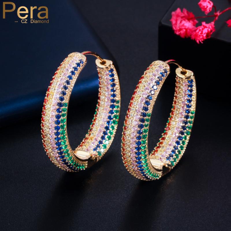 Pera Exclusive Design Micro Multicolor CZ Stone Paved Gold Color Big Circle Hoop Earrings for Ladies Costume Party Jewelry E679
Pera Exclusive Design Micro Multicolor CZ Stone Paved Gold Color Big Circle Hoop Earrings for Ladies Costume Party Jewelry E679