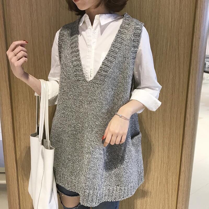 Plus size women's sweater vest autumn winter V-neck loose sleeveless vest sweater jacket women 201223