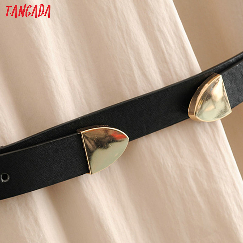 Tangada fashion women solid summer dress with belt new arrival short sleeve Ladies Loose midi Dress Vestidos 3H338 T200603