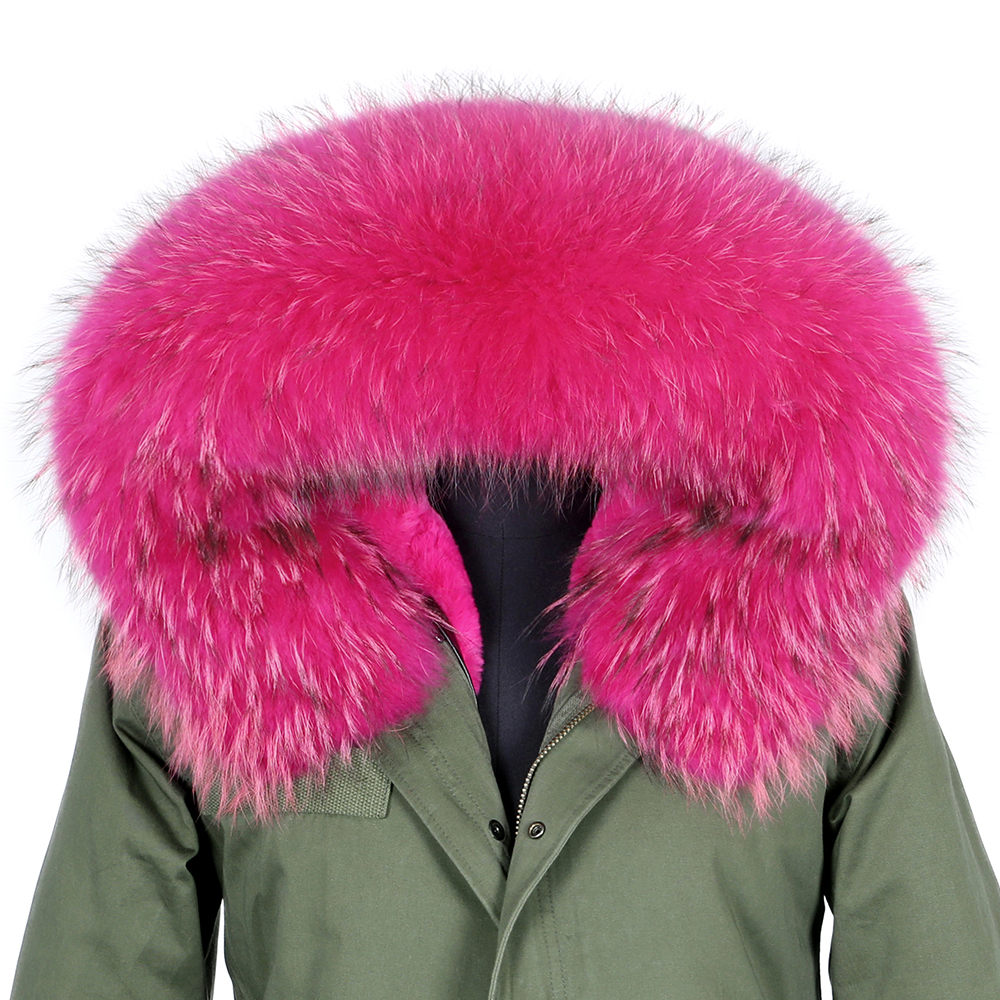 Oversized raccoon fur collar warm and detachable inner jacket new winter style