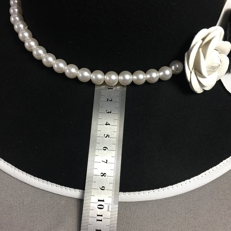 Formal Wide Brim White Black Flower Fedora Hat Pearls Band 100% Wool Felt Floppy Ladies Wedding Church Hat Porkpie Trilby Hat 201102