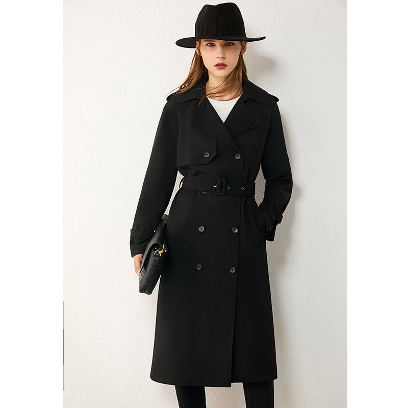 AMII Minimalism Autumn Winter Women's Windbreaker Fashion British Style Solid Lapel Belt Women's Trench Coat Women 12040443 201031