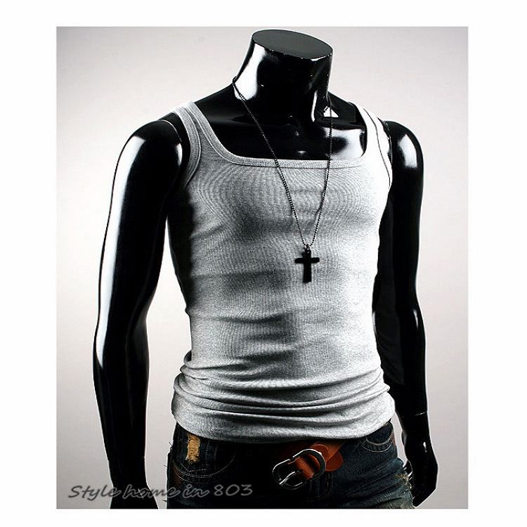 Wholesale- Hot Selling Men Vest T-Shirt Summer Undershirt Mens Tshirt A-Shirt Wife Beater Ribbed Muscle Vest Top New Fashion