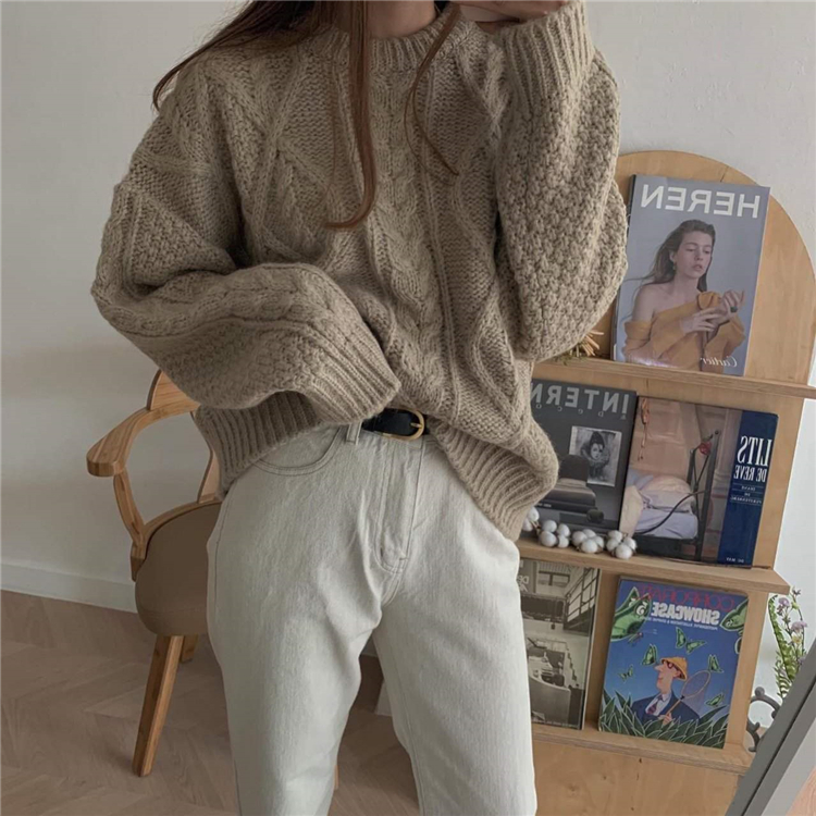 Colorfaith New Autumn Winter Women's Sweaters Warm Pullovers Minimalist Korean Oversize Vintage Solid Ladies Jumpers SW8125 201130