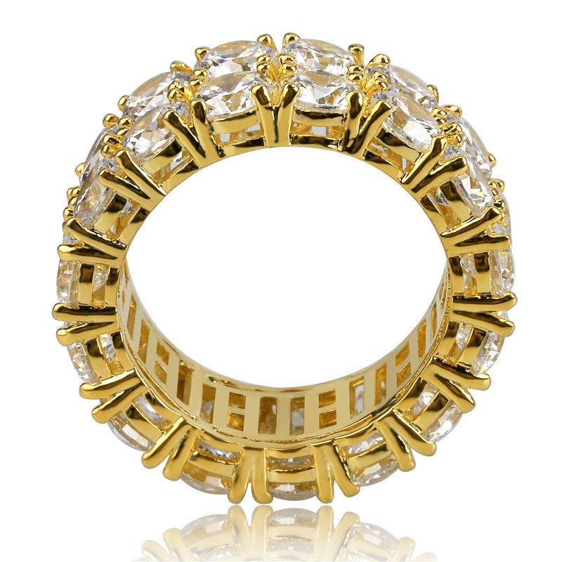 Free shipping Hip Hop Iced Out Rings Micro Pave CZ Stone 9mm Tennis Band Ring Men Women Charm Jewelry Crystal Zircon Dia Gold Sier Plated Wedding Free