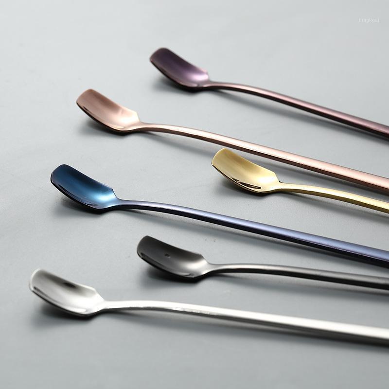 New Stainless Steel Coffee Spoon Tableware Long Handle Spoons Ice Cream Dessert Spoon Kitchen Hot Drinking Flatware Scoop1